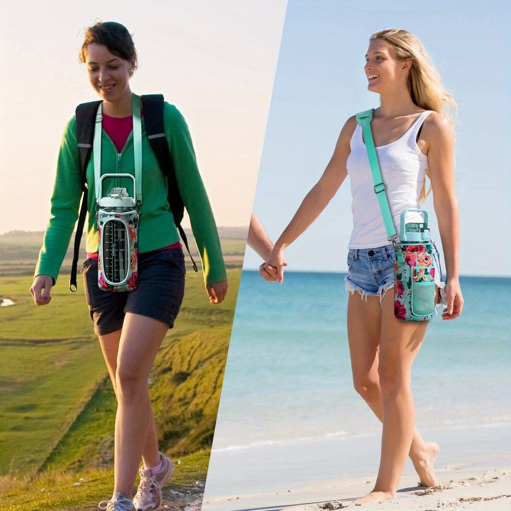 1pc Leak Proof Water Bottle With Straw And Chug Lid, Reusable Insulated With Storage Sleeve And Handle Water Jug For Daily Hydration, Sports, Gym