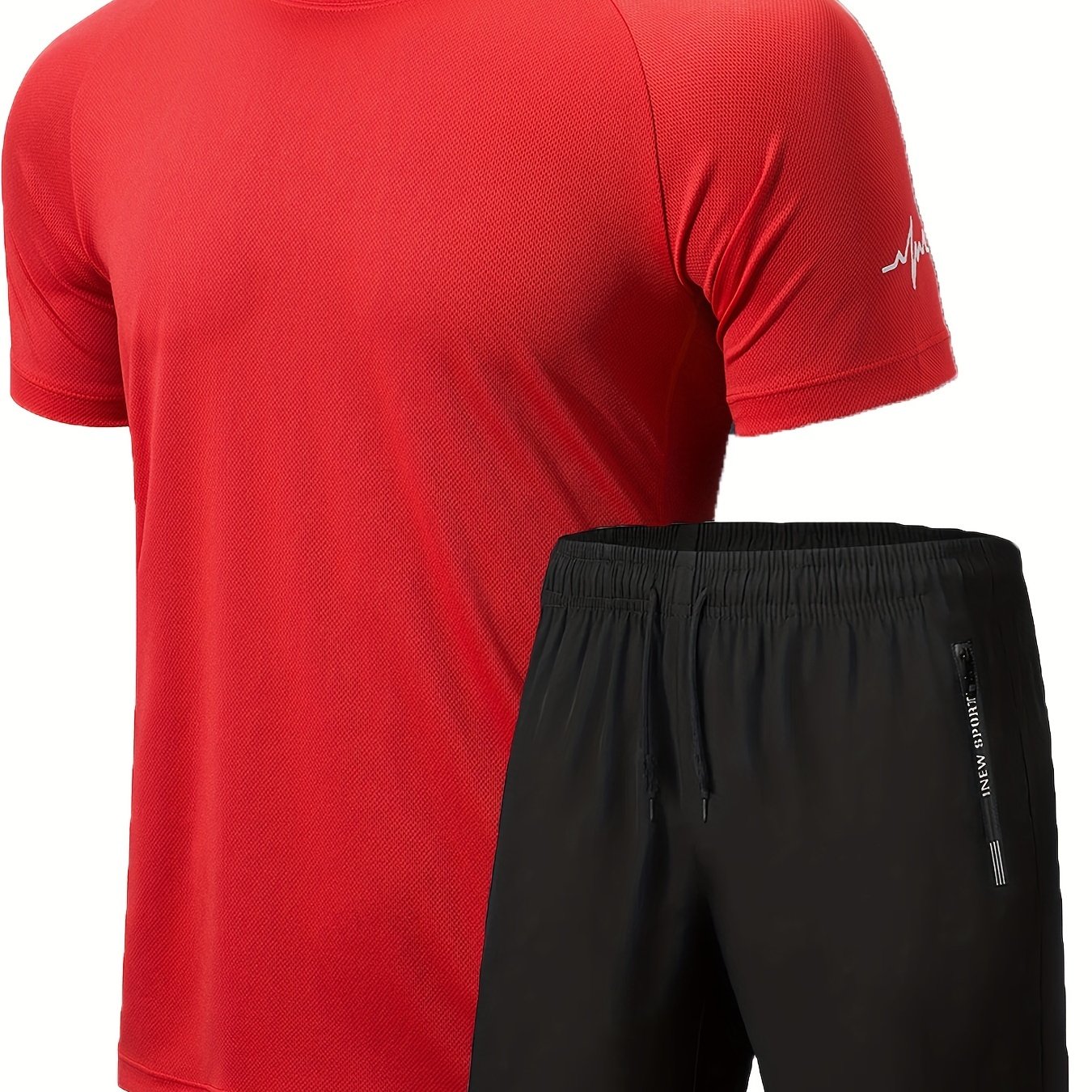 2pcs Men's Workout Set - Short Sleeve T-shirt and Drawstring Shorts for Basketball, Football, Exercise, Training, Running, and Gym - Solid Color, Comfortable Fit, Moisture-Wicking Fabric