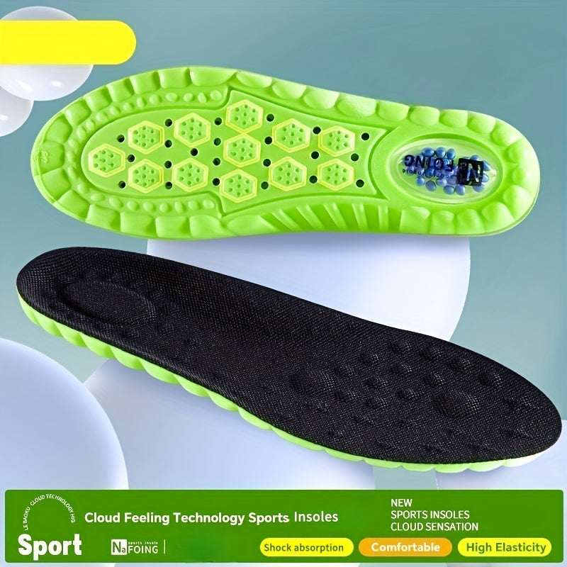 1Pair 4D Cloud Sport Insoles for Shoes PU Air Cushion Sole Soft Shock Absorption Breathable Running Insoles, Athletic Shoe Inserts, Shock Absorption Footbeds, Lightweight Insole Design, Cushioned Footbed, Flexible Insole Cons
