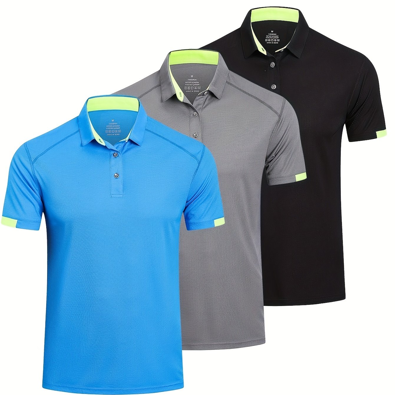3pcs Mens Shirts Short Sleeve Breathable Quick Dry Golf Shirts Mens Running Sports Tee Top Gym Workout T Shirts