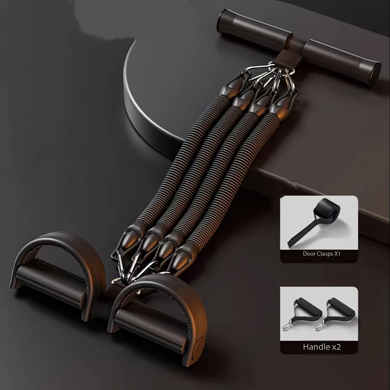 1pc Adjustable Resistance Tension Rope with Pedal & Handle - Multi-Functional Tension Rope for Sit-Ups, Full-Body Workout, Home Gym Fitness Training, Large Resistance & Durable Braided Design (Rose Red/Black), Resistance Band