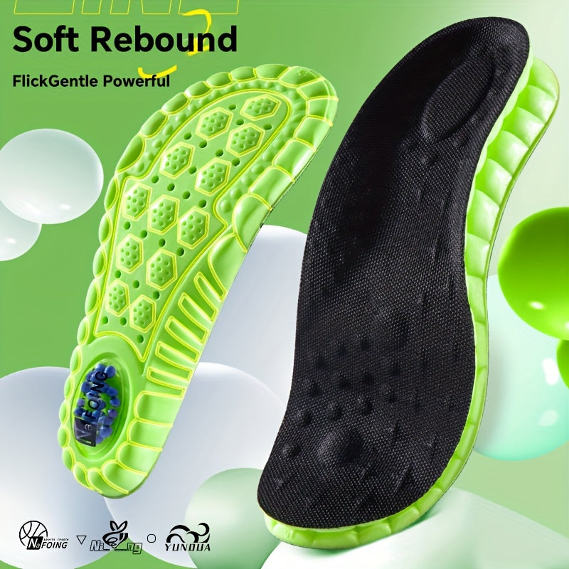 1Pair 4D Cloud Sport Insoles for Shoes PU Air Cushion Sole Soft Shock Absorption Breathable Running Insoles, Athletic Shoe Inserts, Shock Absorption Footbeds, Lightweight Insole Design, Cushioned Footbed, Flexible Insole Cons
