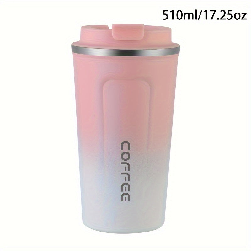 1pc Double Wall Stainless Steel Insulated Coffee Mug, 380ml/510ml, Leak-Proof, Portable, Sealable Lid, BPA-Free, Ideal for Outdoor Camping, Travel, Sports, Gym, Car Use, Hot and Cold Beverages, Perfect Gift for Valentine's, M