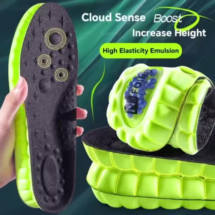 1Pair 4D Cloud Sport Insoles for Shoes PU Air Cushion Sole Soft Shock Absorption Breathable Running Insoles, Athletic Shoe Inserts, Shock Absorption Footbeds, Lightweight Insole Design, Cushioned Footbed, Flexible Insole Cons