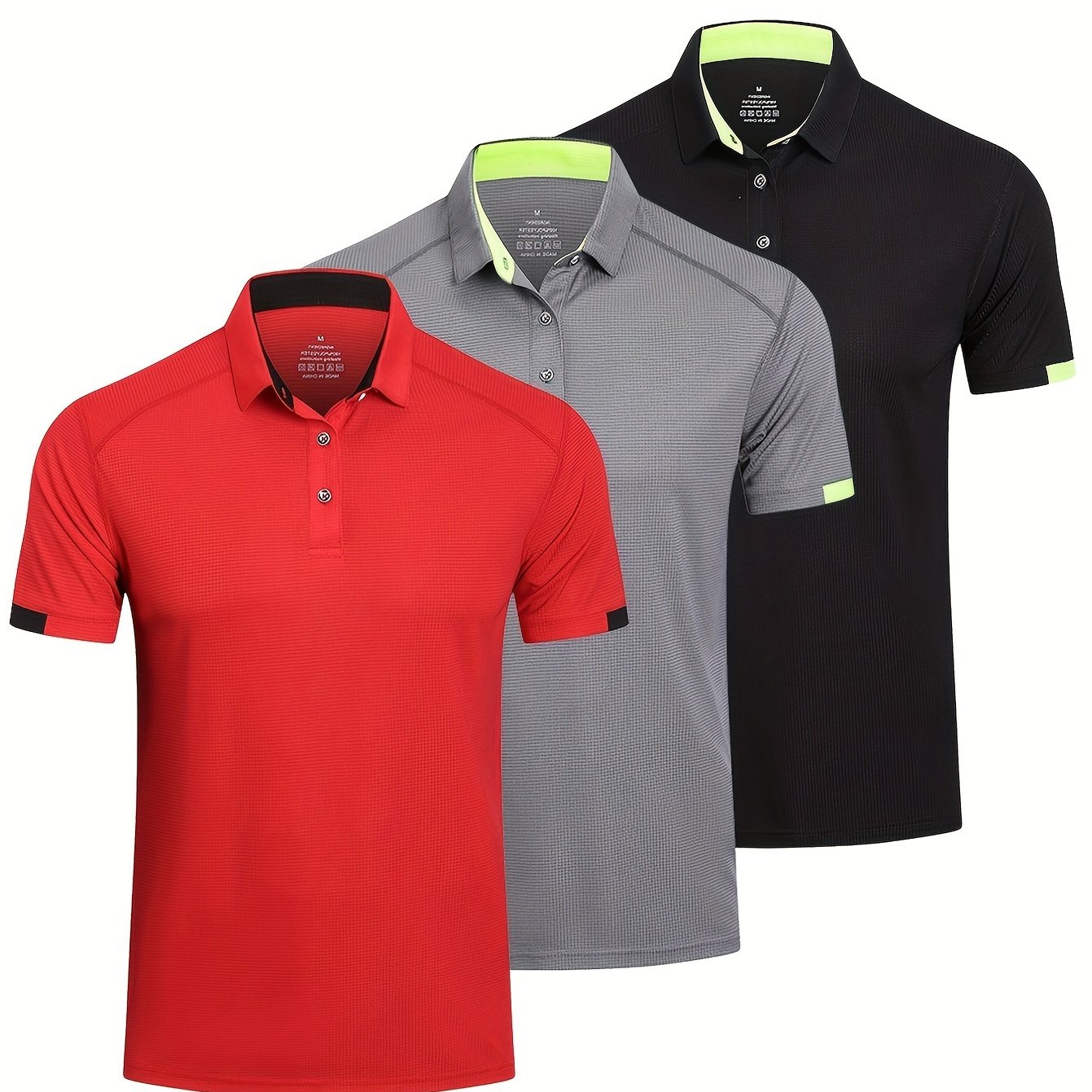 3pcs Mens Shirts Short Sleeve Breathable Quick Dry Golf Shirts Mens Running Sports Tee Top Gym Workout T Shirts
