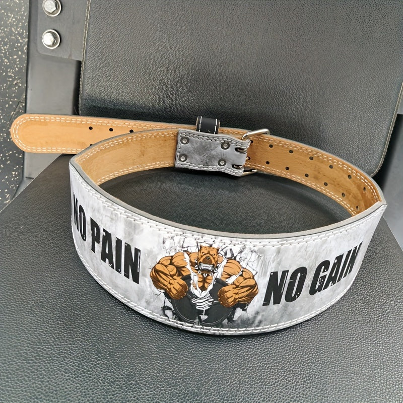 1pc "No Pain No Gain" Weightlifting Belt - Heavy Duty Gym Belt with Vibrant Bear Design, Super Fiber Skin, Perfect for Deadlifts, Squats, and Powerlifting, Gym Essentials | Bold Graphic Belt | Durable Belt, Weightlifting Belt