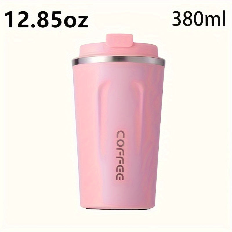1pc Double Wall Stainless Steel Insulated Coffee Mug, 380ml/510ml, Leak-Proof, Portable, Sealable Lid, BPA-Free, Ideal for Outdoor Camping, Travel, Sports, Gym, Car Use, Hot and Cold Beverages, Perfect Gift for Valentine's, M