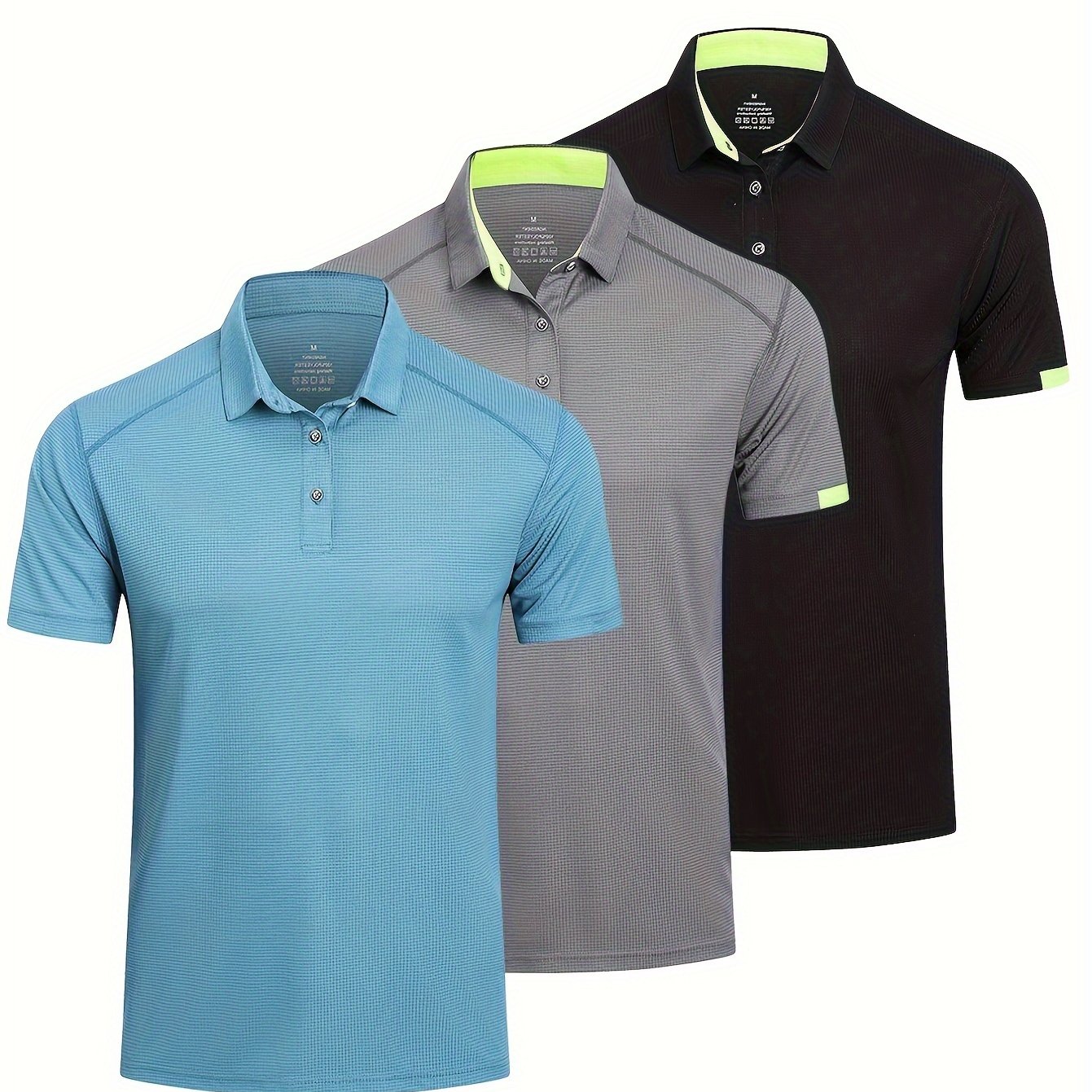 3pcs Mens Shirts Short Sleeve Breathable Quick Dry Golf Shirts Mens Running Sports Tee Top Gym Workout T Shirts