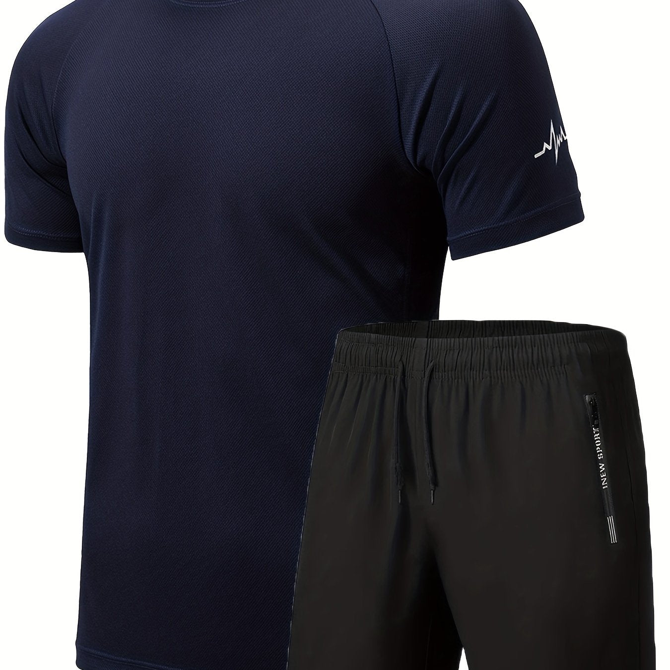 2pcs Men's Workout Set - Short Sleeve T-shirt and Drawstring Shorts for Basketball, Football, Exercise, Training, Running, and Gym - Solid Color, Comfortable Fit, Moisture-Wicking Fabric