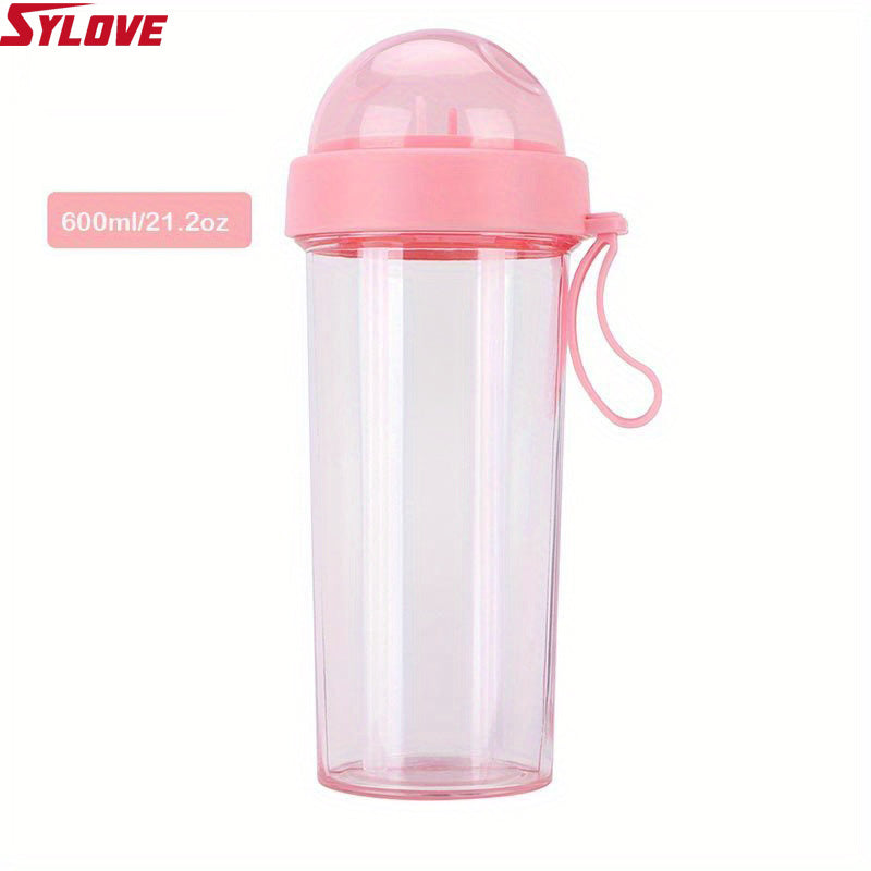 1pc 600ml/21.2oz 420ml/14.8oz Kawaii Double Water Bottles - Portable & Large Capacity - Perfect For Outdoor Activities & Sports
