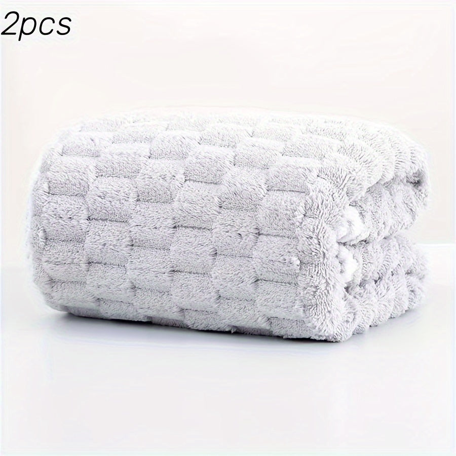 2pcs Ultra-Soft Microfiber Bath Towels - Super Absorbent, Quick-Dry Waffle Weave Towels For Daily Use, Spa, Gym & Travel - Fragrance-Free, Polyester/Polyamide Blend Microfiber Hair Towel Microfiber Towel