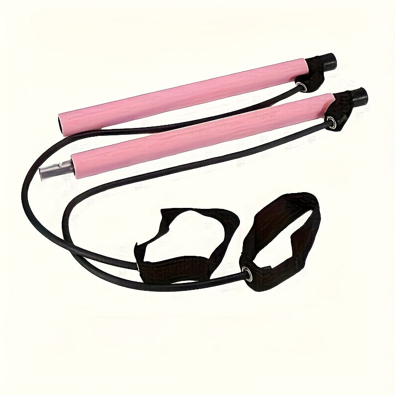 1pc Lingpeng Pilates Bar Kit with Colorful Resistance Bands - Stainless Steel Fitness Equipment for Men & Women, Ideal for Home Gym, Yoga, Squats & Full Body Shaping - Lightweight, Easy to Assemble & Carry, Gym Accessories