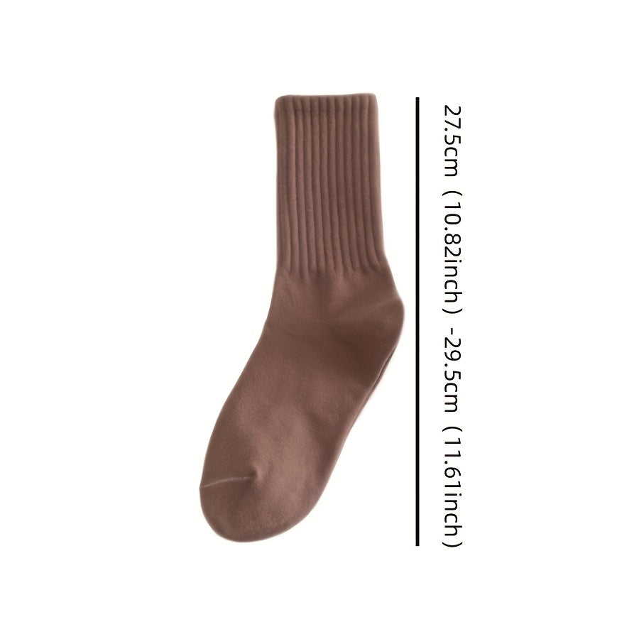 6 Pairs of Ultra-Comfy, Breathable Solid Color Sporty Mid-Tube Crew Socks - Soft, Stylish, and Moisture-Wicking for Daily Casual Wear, Gym, Fitness, and Outdoor Activities