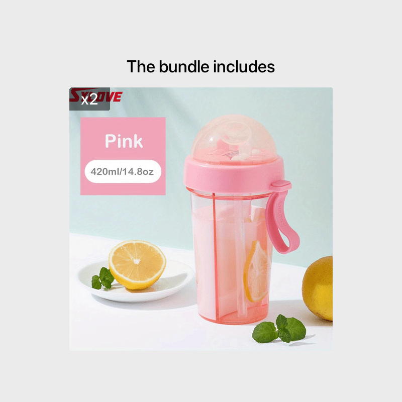 1pc 600ml/21.2oz 420ml/14.8oz Kawaii Double Water Bottles - Portable & Large Capacity - Perfect For Outdoor Activities & Sports