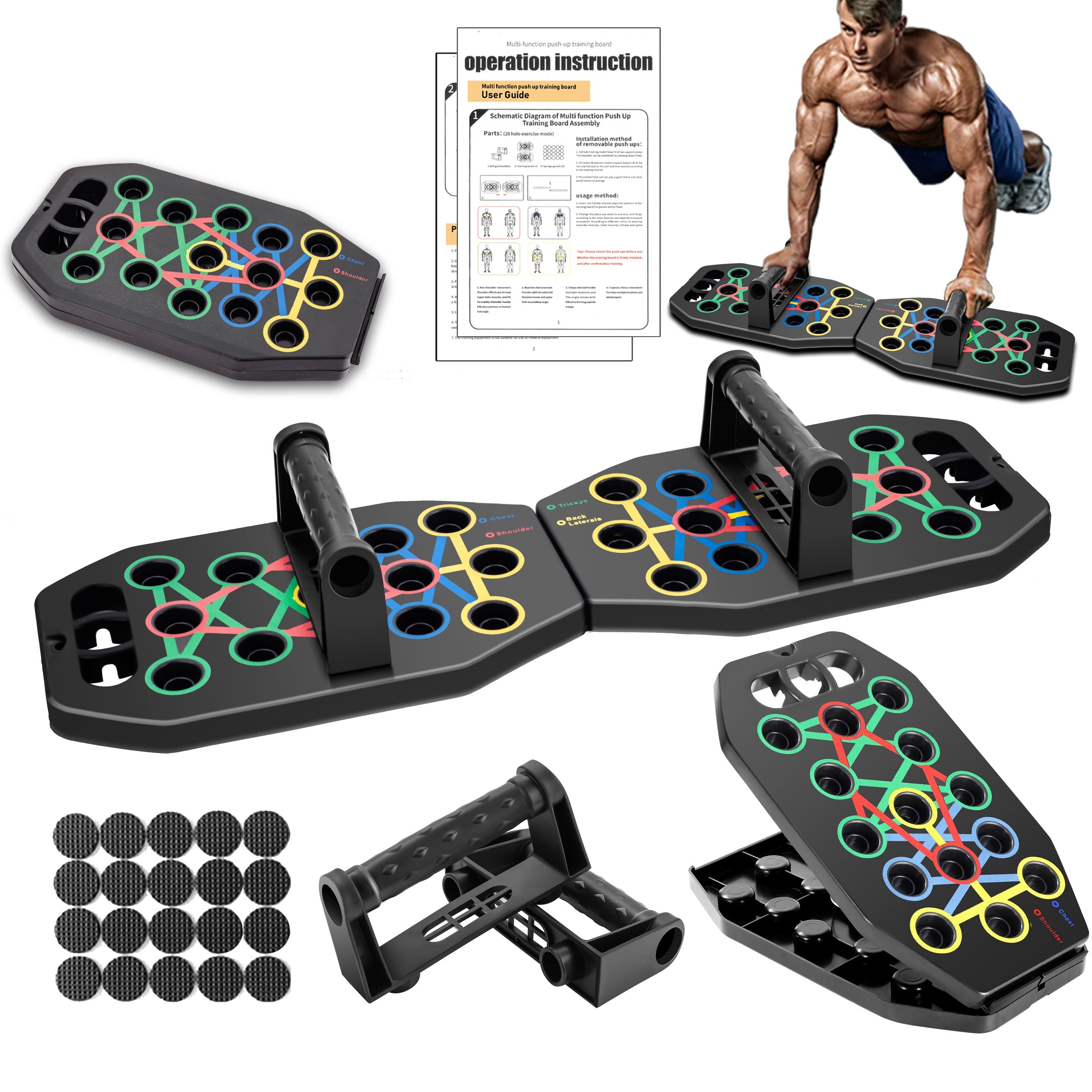 1pc 28 Holes Multifunctional Folding Push-up Board For Home And Gym Workouts