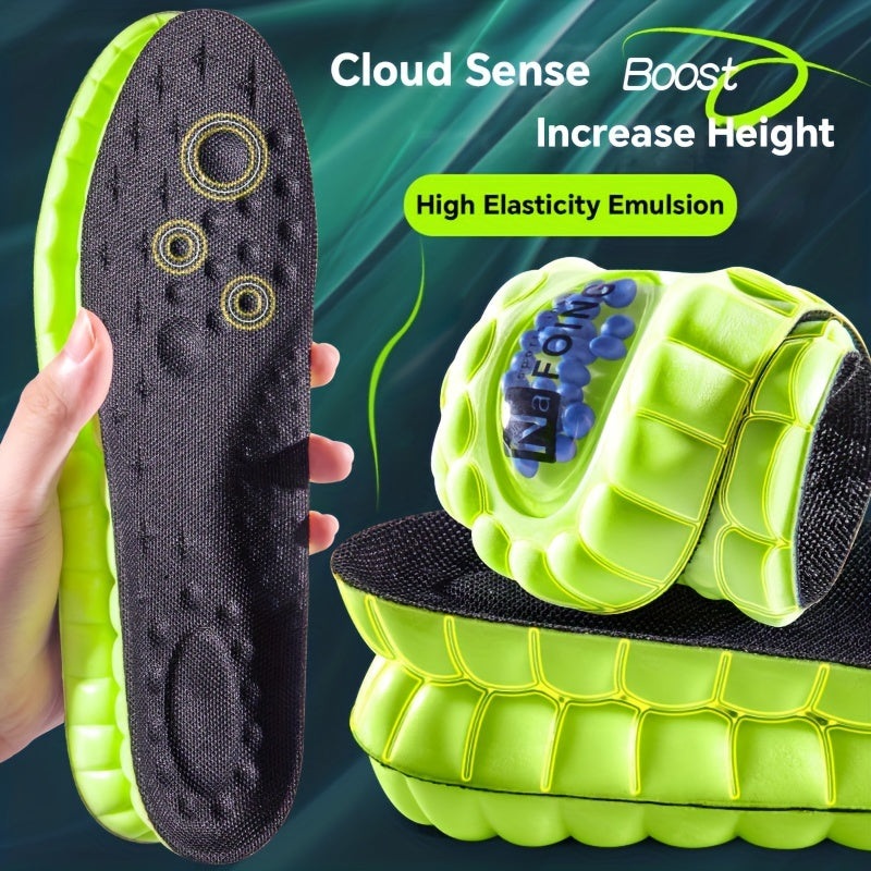 1Pair 4D Cloud Sport Insoles for Shoes PU Air Cushion Sole Soft Shock Absorption Breathable Running Insoles, Athletic Shoe Inserts, Shock Absorption Footbeds, Lightweight Insole Design, Cushioned Footbed, Flexible Insole Cons