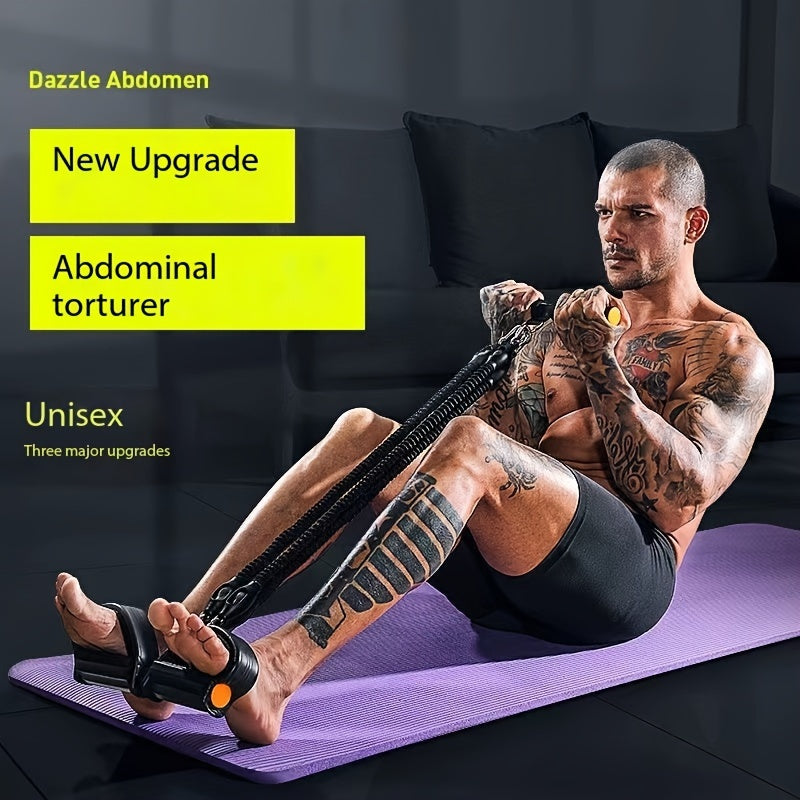 1pc Adjustable Resistance Tension Rope with Pedal & Handle - Multi-Functional Tension Rope for Sit-Ups, Full-Body Workout, Home Gym Fitness Training, Large Resistance & Durable Braided Design (Rose Red/Black), Resistance Band