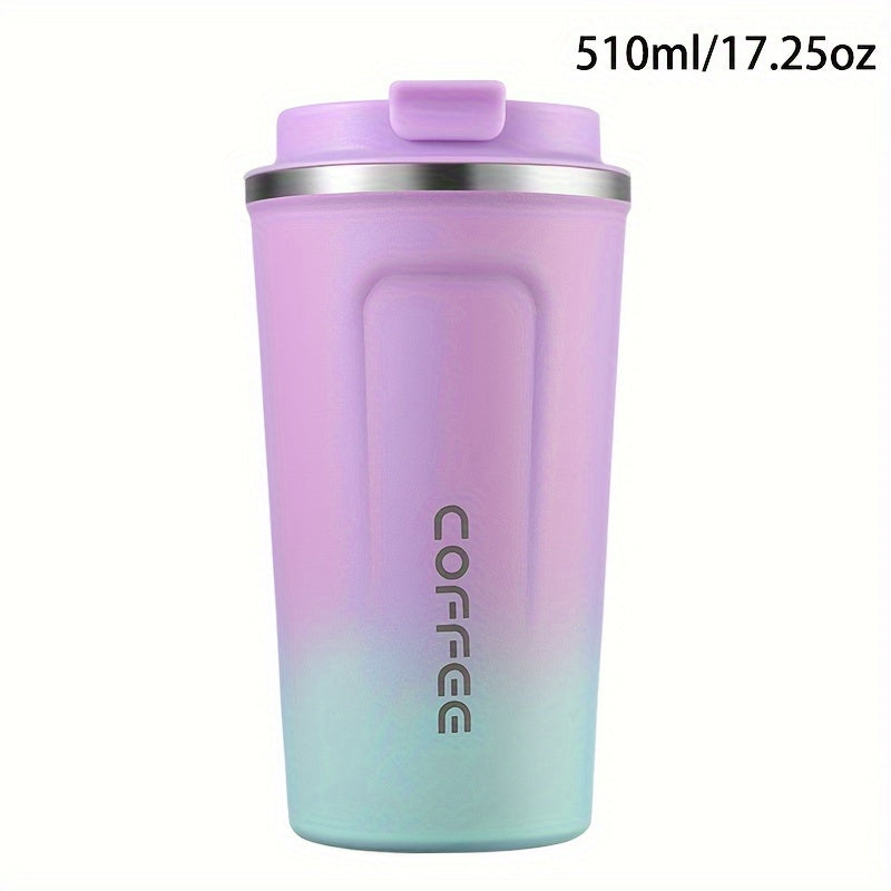 1pc Double Wall Stainless Steel Insulated Coffee Mug, 380ml/510ml, Leak-Proof, Portable, Sealable Lid, BPA-Free, Ideal for Outdoor Camping, Travel, Sports, Gym, Car Use, Hot and Cold Beverages, Perfect Gift for Valentine's, M