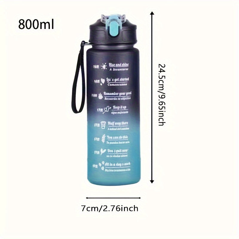 3-Pack/1-Pack/2-Pack Large Capacity Motivational Water Bottle With Time Marker, Leakproof, 32oz/64oz, With Durable Carrying Strap, For Fitness, Gym, Outdoor Sports