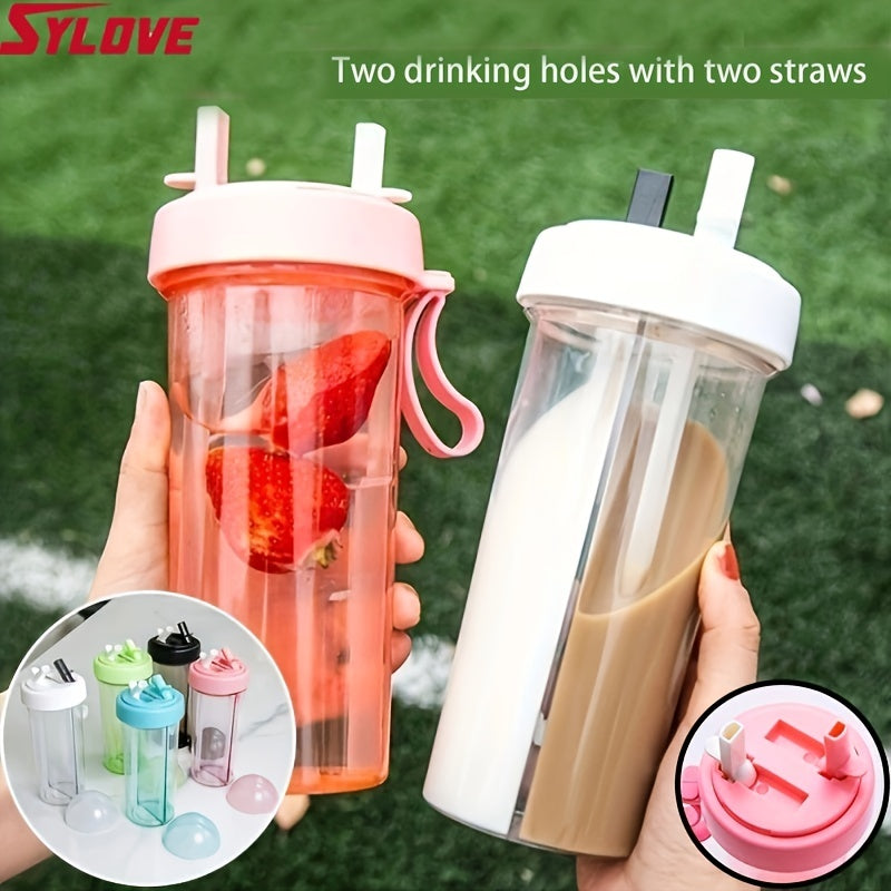 1pc 600ml/21.2oz 420ml/14.8oz Kawaii Double Water Bottles - Portable & Large Capacity - Perfect For Outdoor Activities & Sports