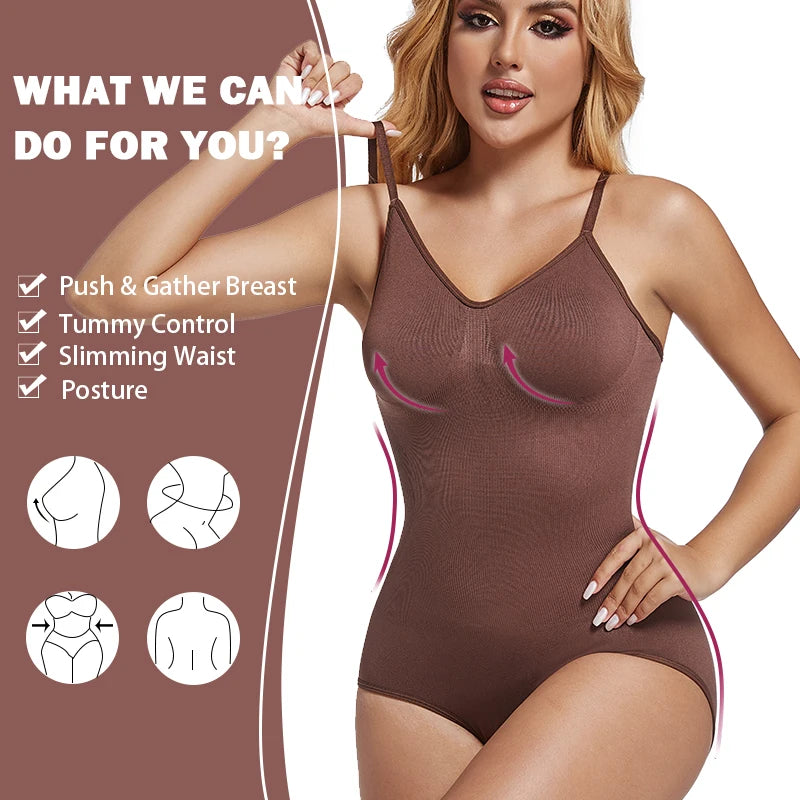 Low Back Bodysuits Shapewear for Women Open Crotch Body Shaper Sexy Tummy Control Push Up Corset Tank Top Backless Underwear