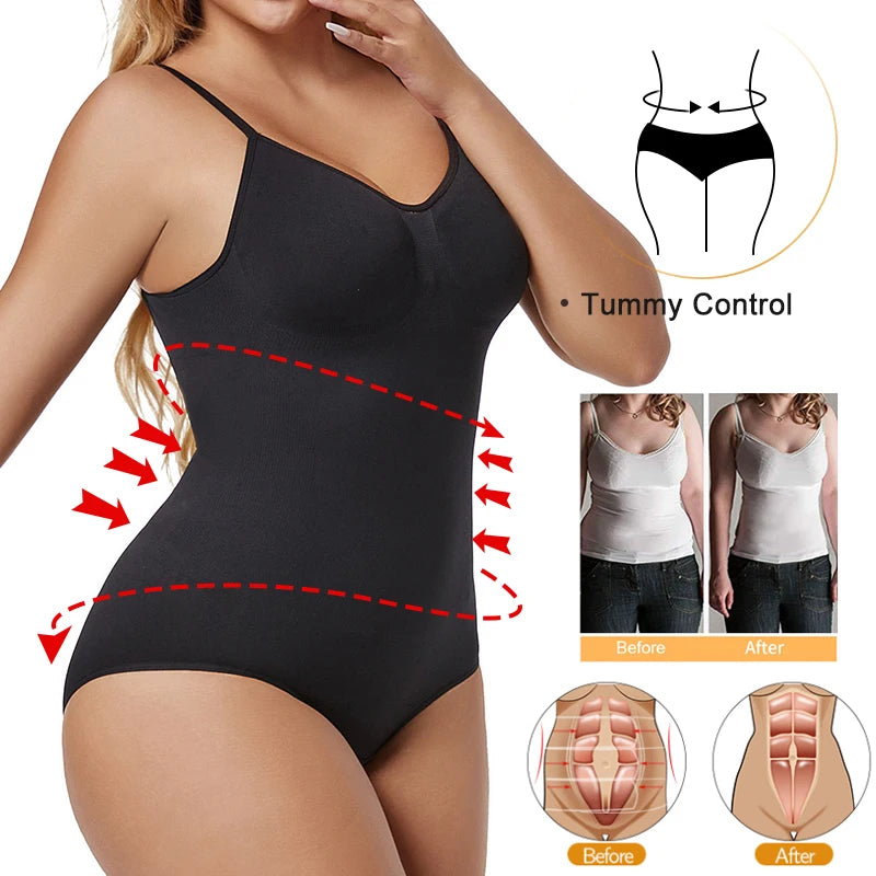 Low Back Bodysuits Shapewear for Women Open Crotch Body Shaper Sexy Tummy Control Push Up Corset Tank Top Backless Underwear