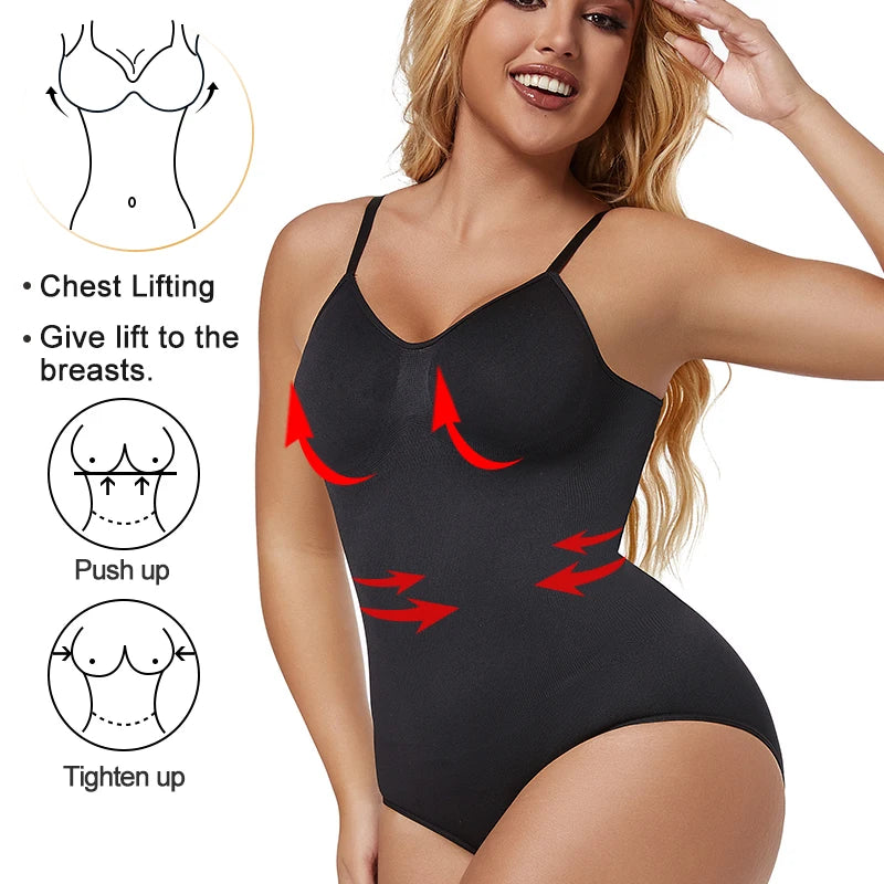 Low Back Bodysuits Shapewear for Women Open Crotch Body Shaper Sexy Tummy Control Push Up Corset Tank Top Backless Underwear