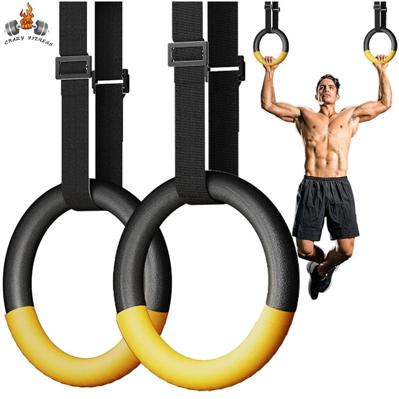 1Pair Gymnastic Rings 1000lbs Capacity with 1/2M Adjustable Buckle Straps Pull Up Exercise Rings Non-Slip Rings for Home Fitness