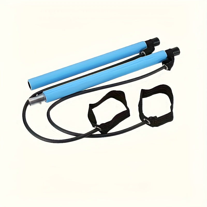 1pc Lingpeng Pilates Bar Kit with Colorful Resistance Bands - Stainless Steel Fitness Equipment for Men & Women, Ideal for Home Gym, Yoga, Squats & Full Body Shaping - Lightweight, Easy to Assemble & Carry, Gym Accessories