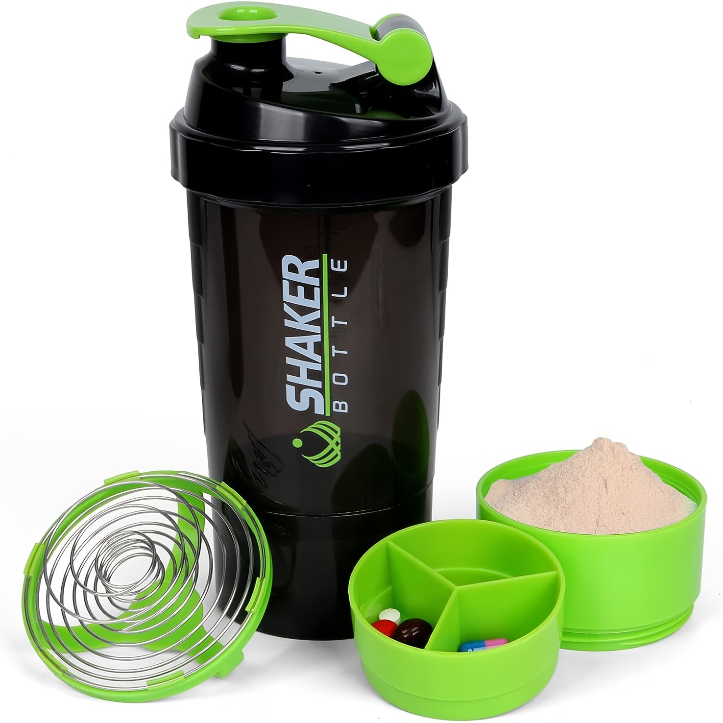 1pc Leak-Proof Protein Shaker Bottle - 16oz Portable Sports Water Bottle for Fitness and Weight Loss