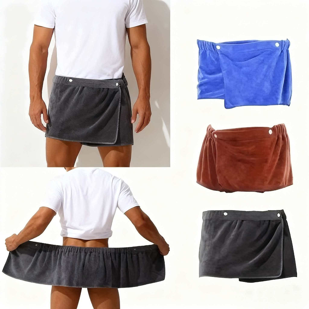 1pc Men's Soft Wearable Bath Towel, Solid Color Shorts, Microfiber Bath Towel, Wrap Towel, Gym Spa Bath Swim Bath Towel, Vacation Beach Bath Towel, Camping Towel, Bathroom Bath Supplies Christmas Gift