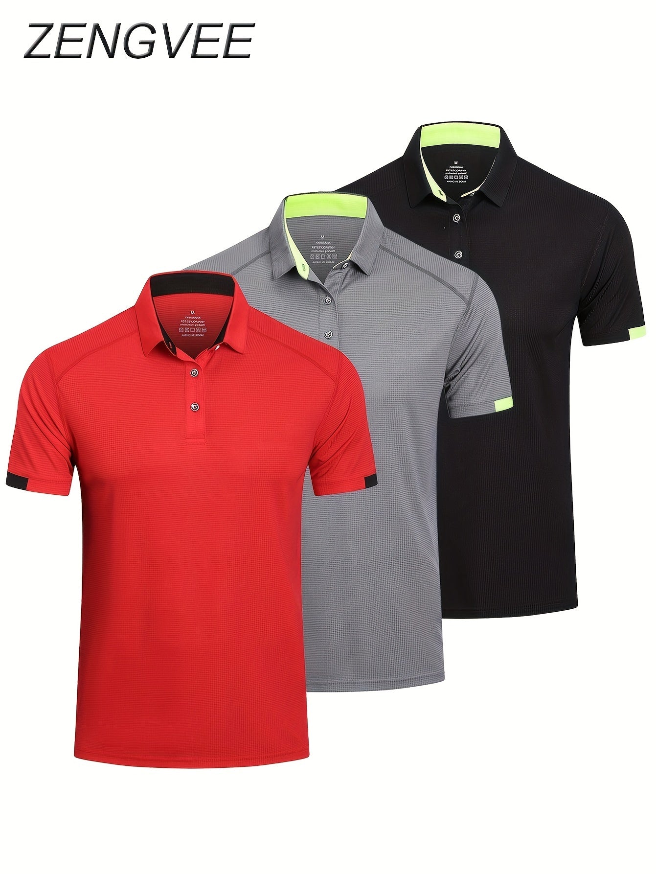 3pcs Mens Shirts Short Sleeve Breathable Quick Dry Golf Shirts Mens Running Sports Tee Top Gym Workout T Shirts