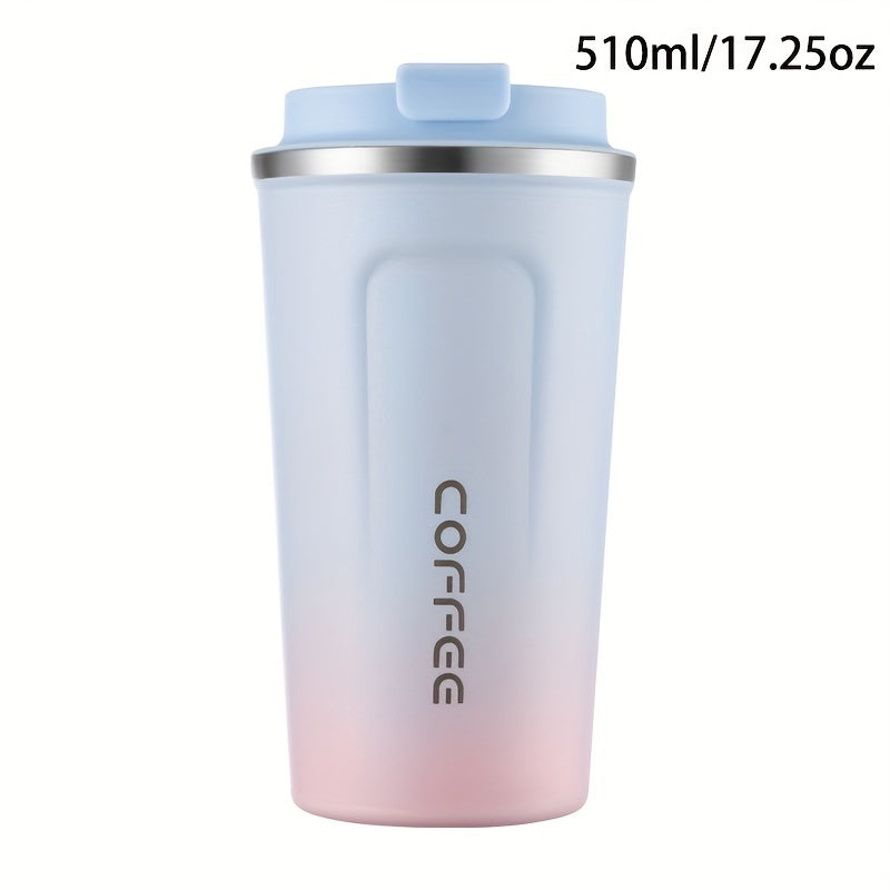 1pc Double Wall Stainless Steel Insulated Coffee Mug, 380ml/510ml, Leak-Proof, Portable, Sealable Lid, BPA-Free, Ideal for Outdoor Camping, Travel, Sports, Gym, Car Use, Hot and Cold Beverages, Perfect Gift for Valentine's, M