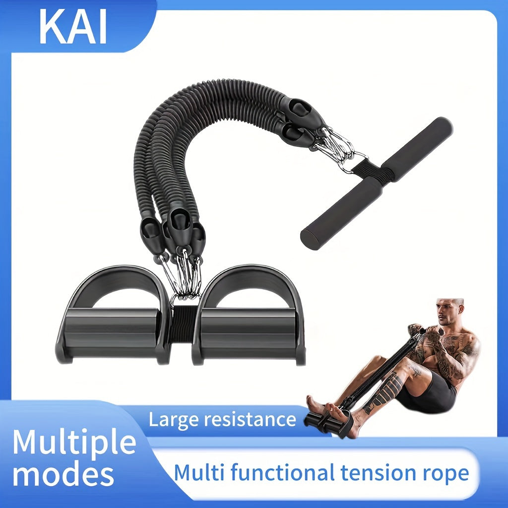 1pc Adjustable Resistance Tension Rope with Pedal & Handle - Multi-Functional Tension Rope for Sit-Ups, Full-Body Workout, Home Gym Fitness Training, Large Resistance & Durable Braided Design (Rose Red/Black), Resistance Band