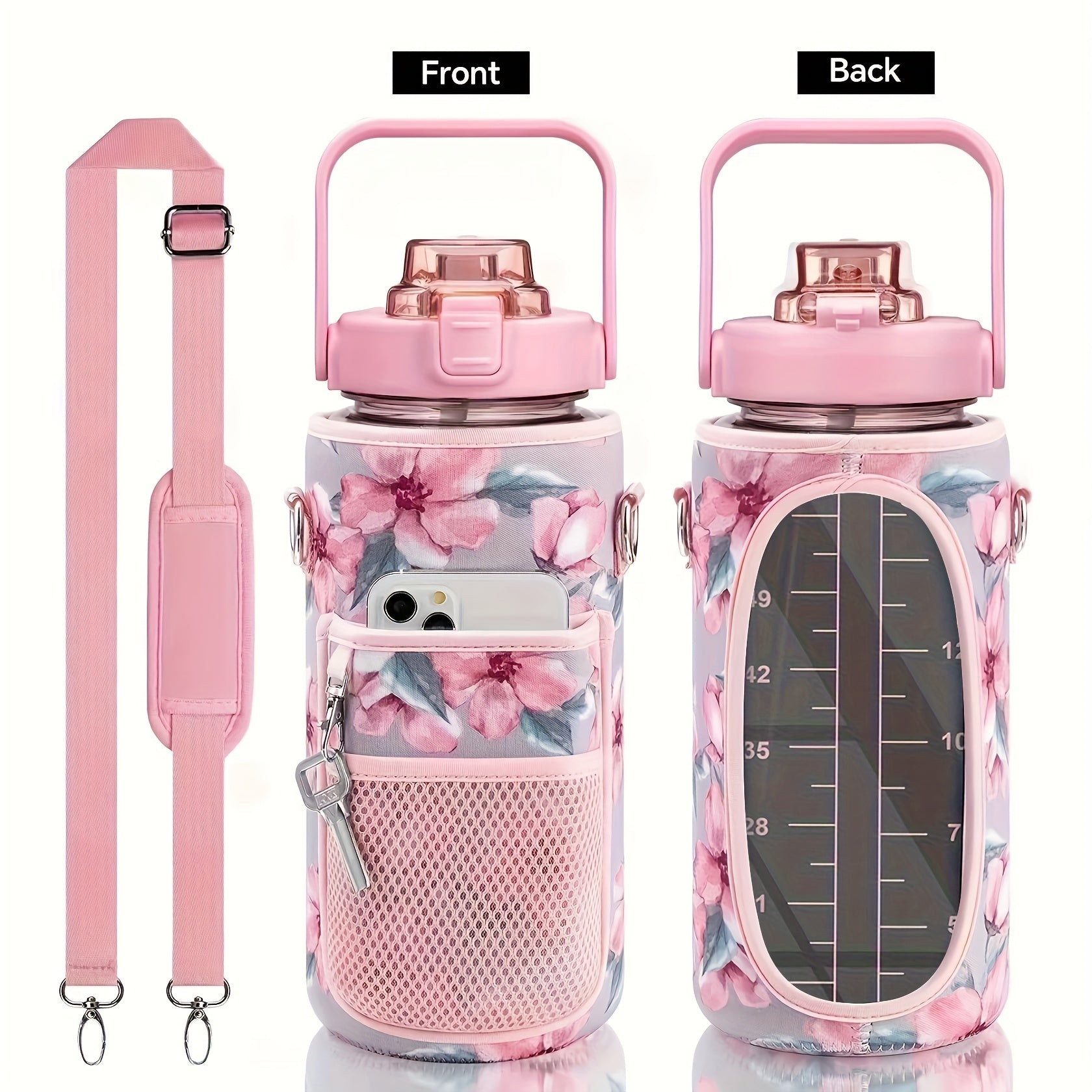 1pc Leak Proof Water Bottle With Straw And Chug Lid, Reusable Insulated With Storage Sleeve And Handle Water Jug For Daily Hydration, Sports, Gym
