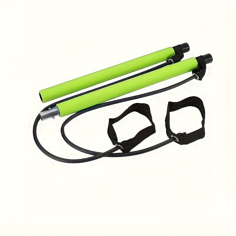 1pc Lingpeng Pilates Bar Kit with Colorful Resistance Bands - Stainless Steel Fitness Equipment for Men & Women, Ideal for Home Gym, Yoga, Squats & Full Body Shaping - Lightweight, Easy to Assemble & Carry, Gym Accessories