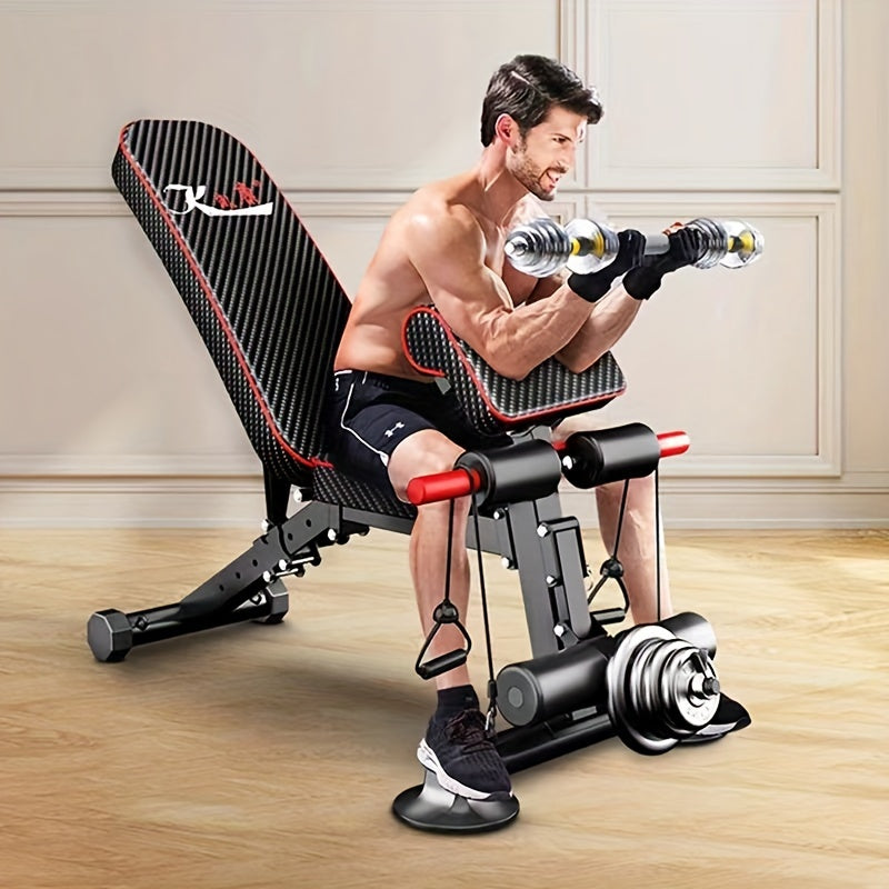 1pc 15-in-1 Adjustable Iron Weightlifting Bench - Foldable Fitness Stool for Full Body Exercise, Strength Training, and Home Gym Workouts - Space-Saving, Durable, and Versatile