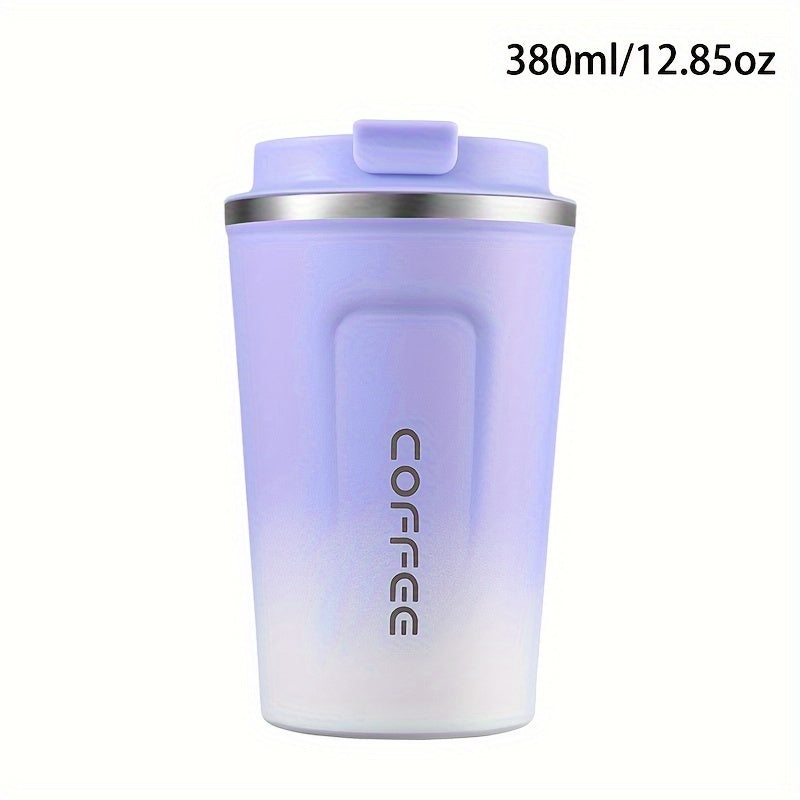 1pc Double Wall Stainless Steel Insulated Coffee Mug, 380ml/510ml, Leak-Proof, Portable, Sealable Lid, BPA-Free, Ideal for Outdoor Camping, Travel, Sports, Gym, Car Use, Hot and Cold Beverages, Perfect Gift for Valentine's, M