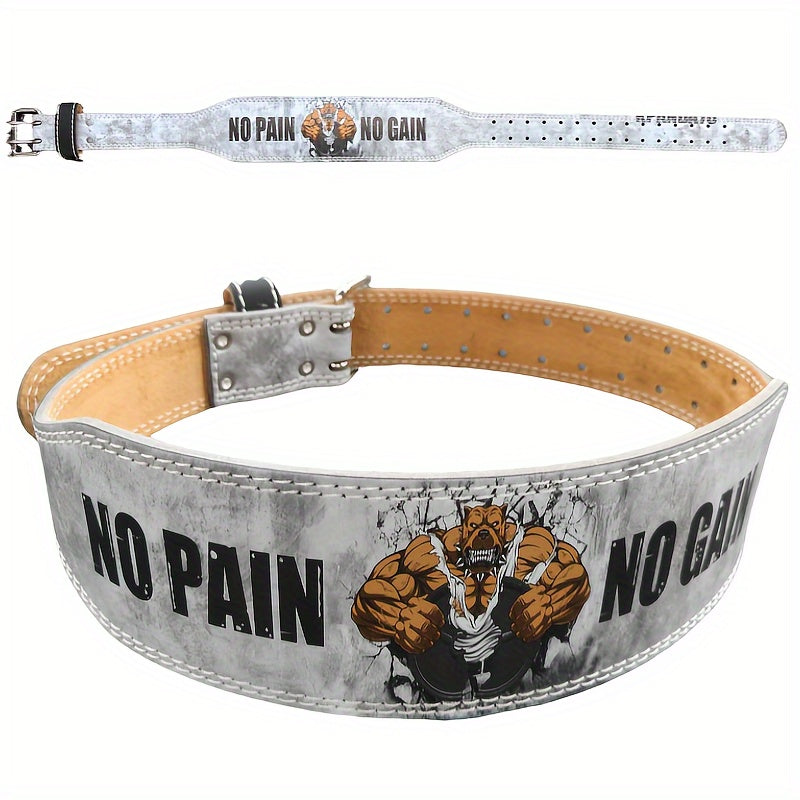 1pc "No Pain No Gain" Weightlifting Belt - Heavy Duty Gym Belt with Vibrant Bear Design, Super Fiber Skin, Perfect for Deadlifts, Squats, and Powerlifting, Gym Essentials | Bold Graphic Belt | Durable Belt, Weightlifting Belt