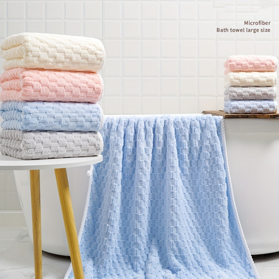 2pcs Ultra-Soft Microfiber Bath Towels - Super Absorbent, Quick-Dry Waffle Weave Towels For Daily Use, Spa, Gym & Travel - Fragrance-Free, Polyester/Polyamide Blend Microfiber Hair Towel Microfiber Towel