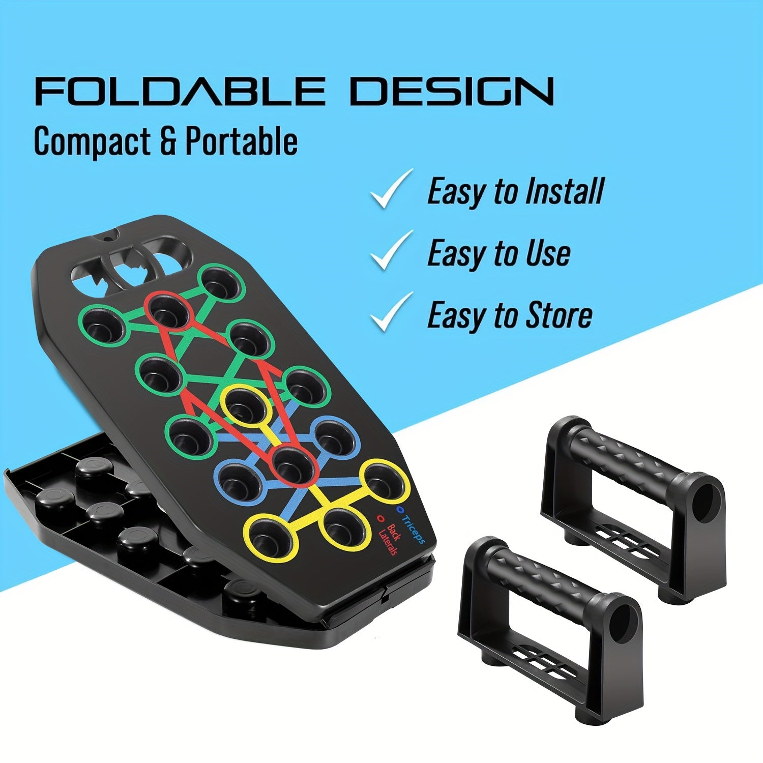 1pc 28 Holes Multifunctional Folding Push-up Board For Home And Gym Workouts