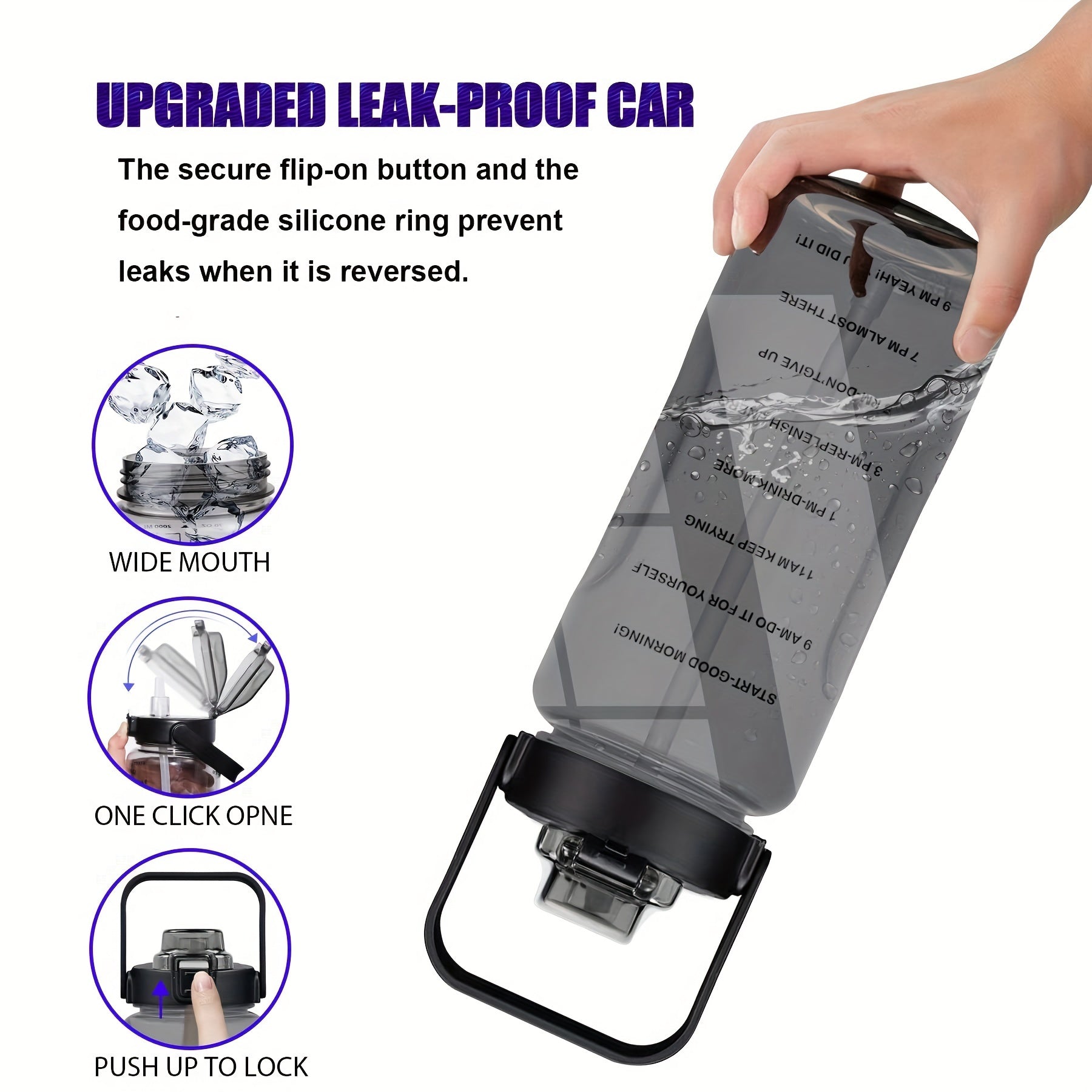 1pc Leak Proof Water Bottle With Straw And Chug Lid, Reusable Insulated With Storage Sleeve And Handle Water Jug For Daily Hydration, Sports, Gym