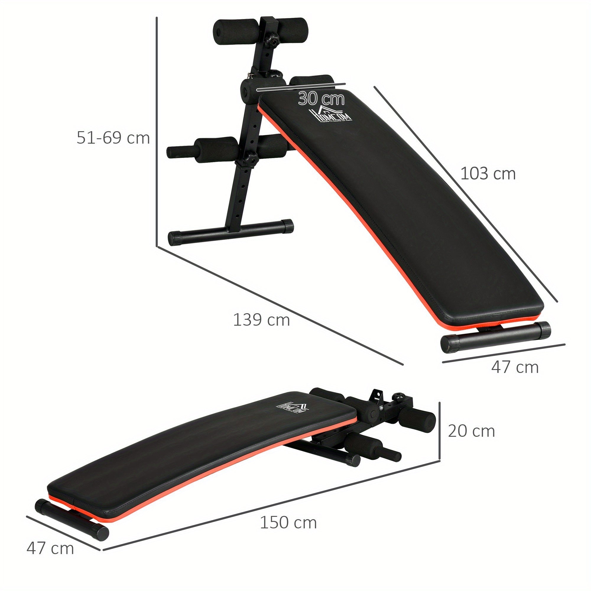 Adjustable Foldable Sit Up Bench for Home Gym Exercise with Thigh Support, Black Core Workout