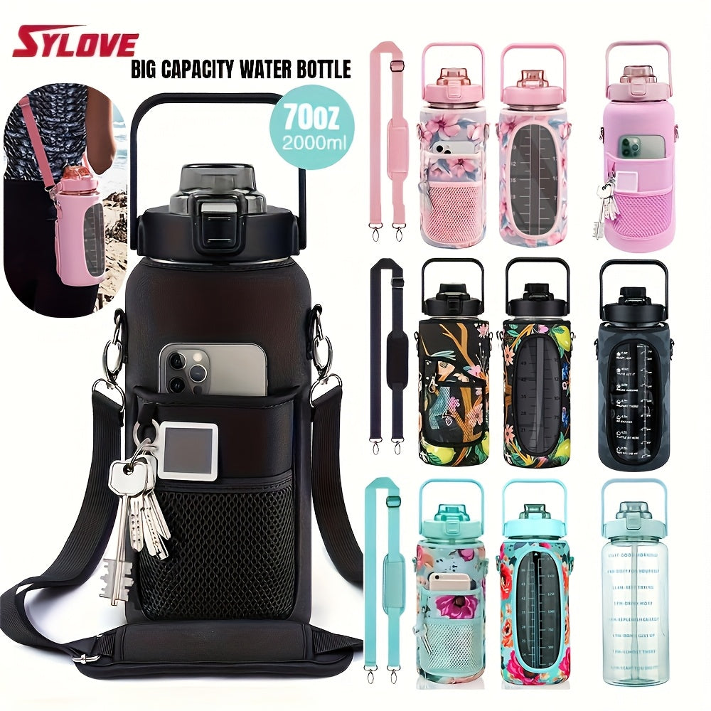 1pc Leak Proof Water Bottle With Straw And Chug Lid, Reusable Insulated With Storage Sleeve And Handle Water Jug For Daily Hydration, Sports, Gym