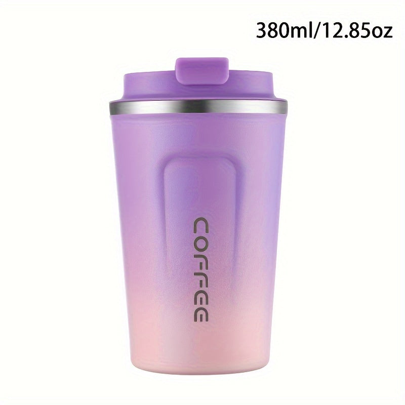 1pc Double Wall Stainless Steel Insulated Coffee Mug, 380ml/510ml, Leak-Proof, Portable, Sealable Lid, BPA-Free, Ideal for Outdoor Camping, Travel, Sports, Gym, Car Use, Hot and Cold Beverages, Perfect Gift for Valentine's, M