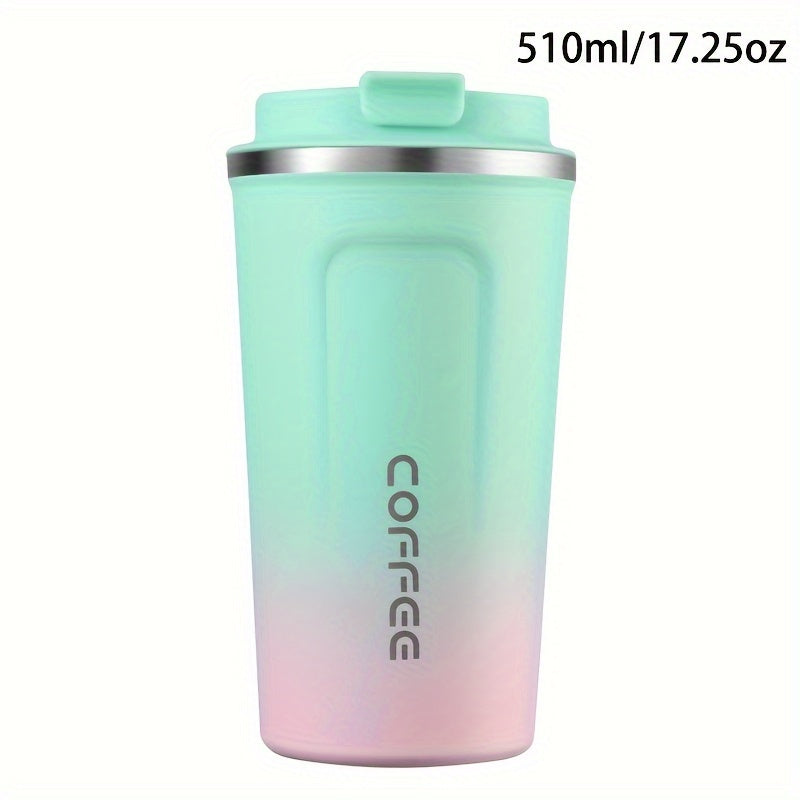 1pc Double Wall Stainless Steel Insulated Coffee Mug, 380ml/510ml, Leak-Proof, Portable, Sealable Lid, BPA-Free, Ideal for Outdoor Camping, Travel, Sports, Gym, Car Use, Hot and Cold Beverages, Perfect Gift for Valentine's, M