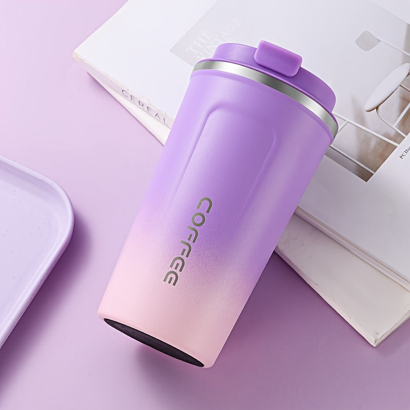 1pc Double Wall Stainless Steel Insulated Coffee Mug, 380ml/510ml, Leak-Proof, Portable, Sealable Lid, BPA-Free, Ideal for Outdoor Camping, Travel, Sports, Gym, Car Use, Hot and Cold Beverages, Perfect Gift for Valentine's, M