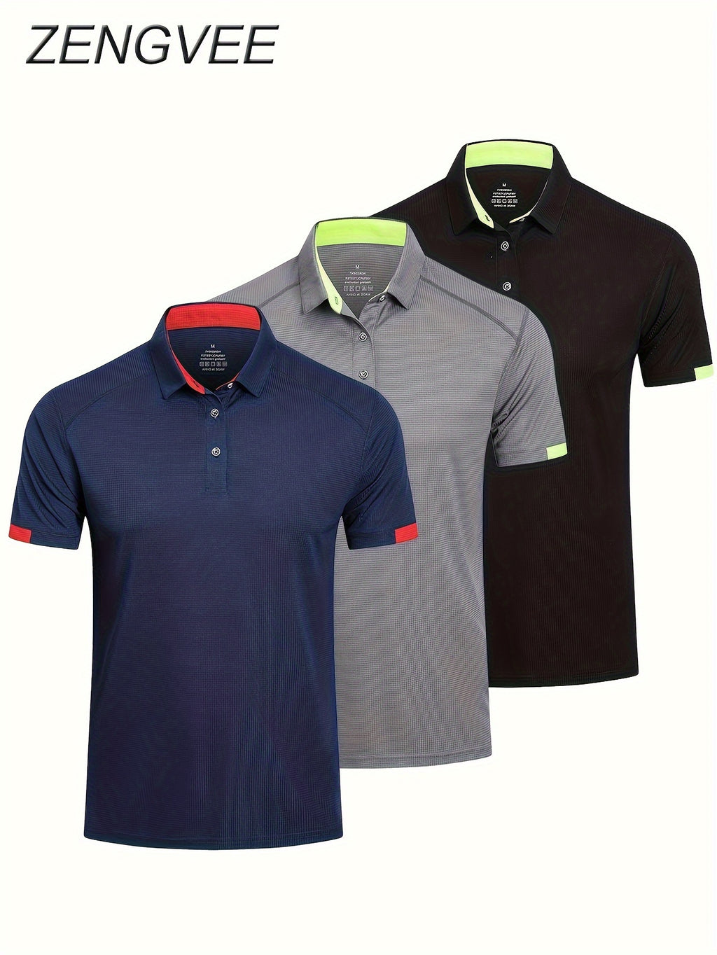 3pcs Mens Shirts Short Sleeve Breathable Quick Dry Golf Shirts Mens Running Sports Tee Top Gym Workout T Shirts