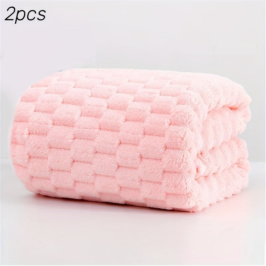 2pcs Ultra-Soft Microfiber Bath Towels - Super Absorbent, Quick-Dry Waffle Weave Towels For Daily Use, Spa, Gym & Travel - Fragrance-Free, Polyester/Polyamide Blend Microfiber Hair Towel Microfiber Towel