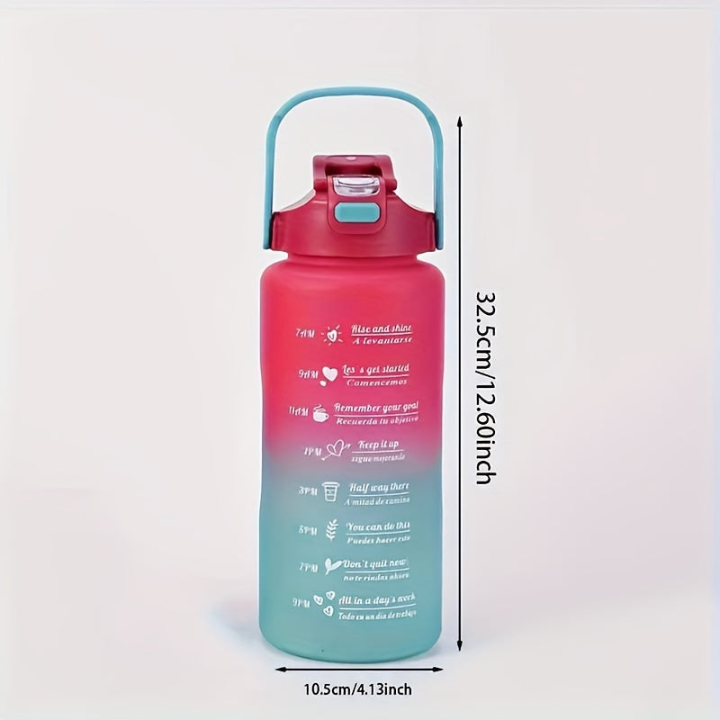 3-Pack/1-Pack/2-Pack Large Capacity Motivational Water Bottle With Time Marker, Leakproof, 32oz/64oz, With Durable Carrying Strap, For Fitness, Gym, Outdoor Sports
